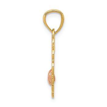 14K Two-tone Gold  Textured Mom in Heart Pendant
