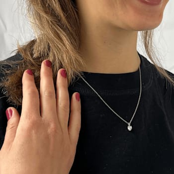 Moissanite Sterling Silver Heart Shape Pendant With Chain