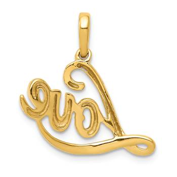 10k Yellow Gold and Rhodium Over 10k Yellow Gold Diamond Love Pendant