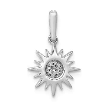 Rhodium Over 14k White Gold Diamond Fancy Sun and Star Pendant