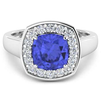 2.47ctw Violet Tanzanite and Diamond 14K White Gold Halo Ring