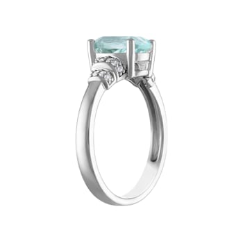 Aquamarine and Diamond Sterling Silver Ring 1.60ctw