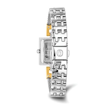 Charles Hubert Two-tone MOP Dial Stainless Steel Wire Bangle Watch
