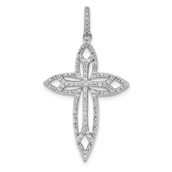 Rhodium Over 14K White Gold 1/4ct. Diamond Fancy Cross Pendant