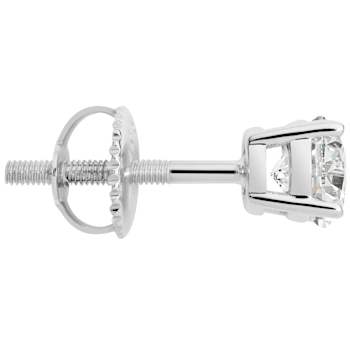 White Cubic Zirconia 14k White Gold Studs With Velvet Gift Box 1.00ctw