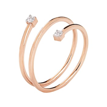 Lab Grown Diamond Accent 10K Rose Gold Spiral Design Bypass Ring, 0.06ctw