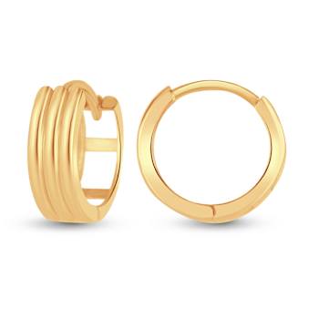 14K Gold Polished Round Huggie Hoop Earrings