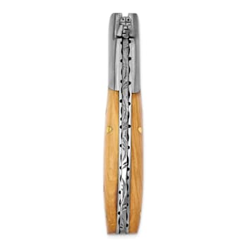 Damascus Steel 256 Layer Folding Blade Olive Wood Handle Knife