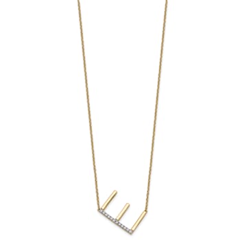 14k Yellow Gold and Rhodium Over 14k Yellow Gold Sideways Diamond
Initial E Pendant 18 Inch Necklace