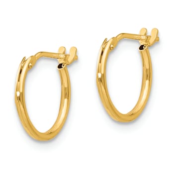 14K Yellow Gold Polished 1mm Hoop Earrings