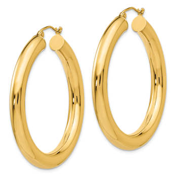 14k Yellow Gold Polished 1 9/16" Hoop Earrings