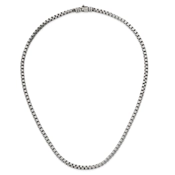 Sterling Silver Antiqued and Satin 4.0mm Box 20 Inch Chain