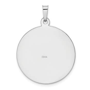 Rhodium Over 14k White Gold Satin and Textured Saint Jude Medal Pendant