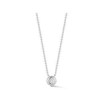 Sterling Statements Rhodium Over Sterling Silver Round CZ Solitaire
Necklace with Bead Chain