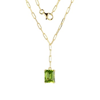 Green Peridot 18k Yellow Gold Over Sterling Silver Necklace 2.93ct