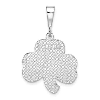 Rhodium Over 14K White Gold Trinity Clover Pendant