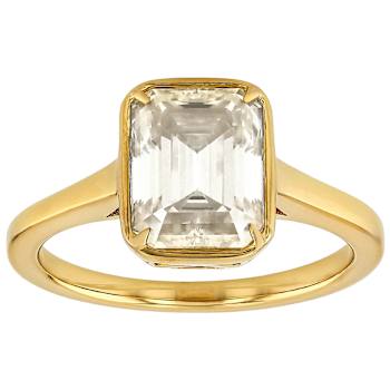 Timeless Emerald-Cut Moissanite Solitaire Ring In 14K Gold Over Sterling Silver