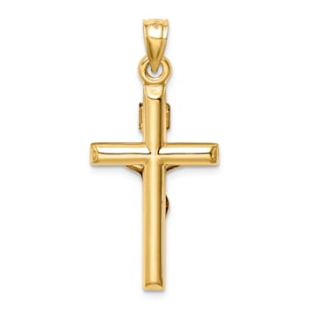 14K Yellow and White Gold Hollow Crucifix Pendant