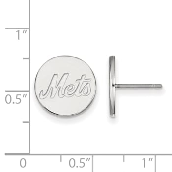 Rhodium Over Sterling Silver MLB LogoArt New York Mets Post Earrings