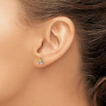 14k Yellow Gold and Rhodium Over 14k Yellow Gold Polished 8.6mm Stars
Stud Earrings