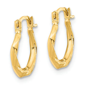 14k Yellow Gold 1/2" Polished Twist Hoop Earrings