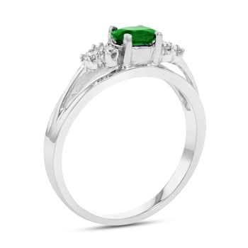 0.50ctw Emerald and Diamond Band Ring in 14k White Gold