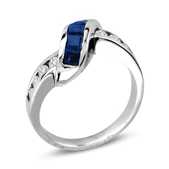 1.08ctw Sapphire and Diamond Ring in 14k White Gold