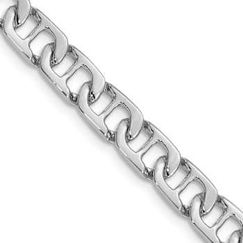 Rhodium Over 14k White Gold 6.5mm Hand-polished Fancy Mariner Link Bracelet