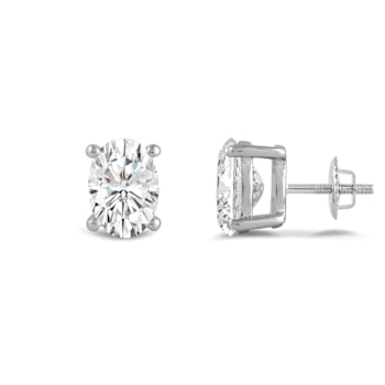 White Cubic Zirconia 14k White Gold Studs With Velvet Gift Box 2.00ctw