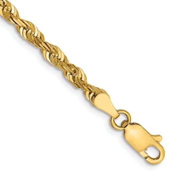 14k Yellow Gold 4mm Diamond-Cut Rope Link Bracelet
