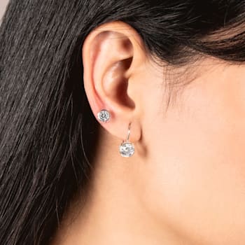White Cubic Zirconia 14k White Gold Earrings With Velvet Gift Box 2.00ctw