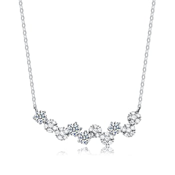 CZ Garland Bar Necklace In Sterling Silver