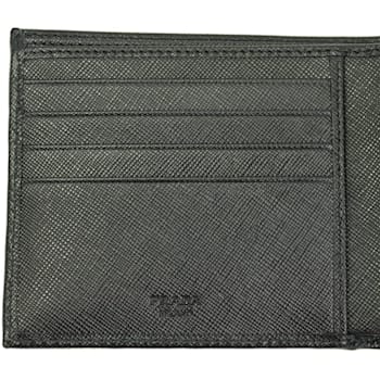 Prada Men's Black Saffiano Leather Logo Billfold Bifold Wallet