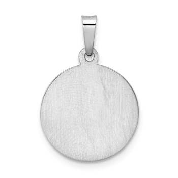 Rhodium Over 14k White Gold Polished and Satin St. Michael Medal Pendant