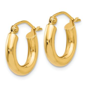 14k Yellow Gold Polished 9/16" Tube Hoop Earrings