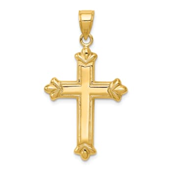 14K Yellow Gold Reversible Diamond-cut Cross Pendant