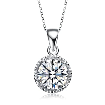CZ Solitaire Pendant In Sterling Silver