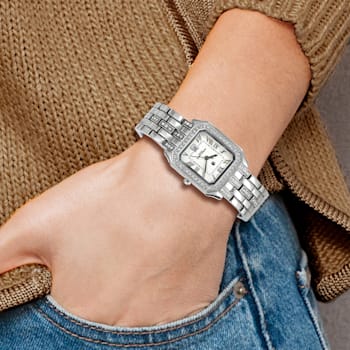Charles Hubert Ladies Stainless 26x32mm Crystal Bezel Watch