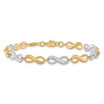 10k Yellow Gold and 10k White Gold 5mm Diamond-Cut Infinity Symbol Bracelet
