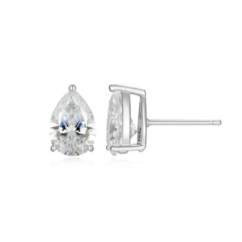 Pear Shape Moissanite Platineve Stud Earrings 4.20ctw DEW