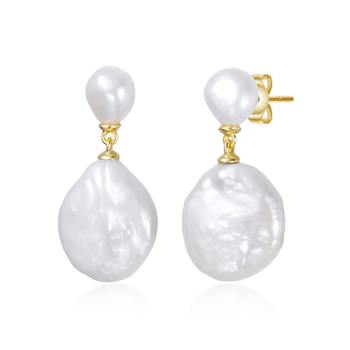 Mother-Of-Pearl Coin Drop Earrings In 14K Gold Over Sterling Silver