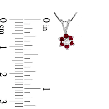 0.24ctw Ruby with Diamond Accent Flower Design  Pendant 14k White Gold
