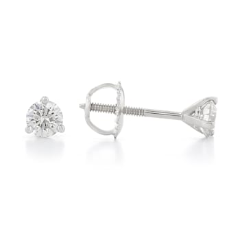 White Lab-Grown Diamond 14kt White Gold Martini Stud Earrings 0.50ctw