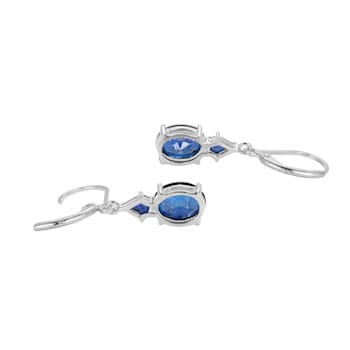 Lab Created Blue Sapphire Platinum Over Sterling Silver September
Birthstone Earrings 4.01ctw