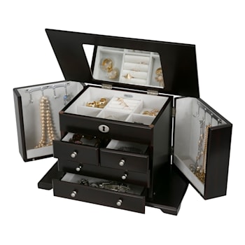 Mele and Co Ellington Wooden Jewelry Box in Mahogany Finish