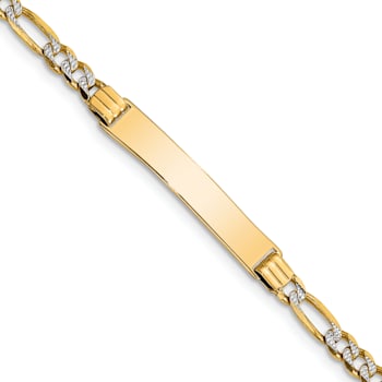 14k Yellow Gold and Rhodium Over 14k Yellow Gold Children's Pavé Figaro
Link ID Bracelet