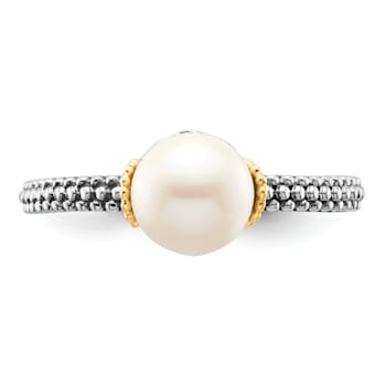 14K Gold Over Sterling Silver Stackable Expressions 7.0-7.5mm White
Freshwater Cultured Pearl Ring