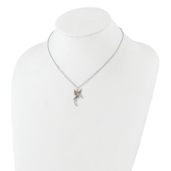 Rhodium Over Sterling Silver Cubic Zirconia Crystal Hummingbird 16 Inch
with 2" Extension Necklace