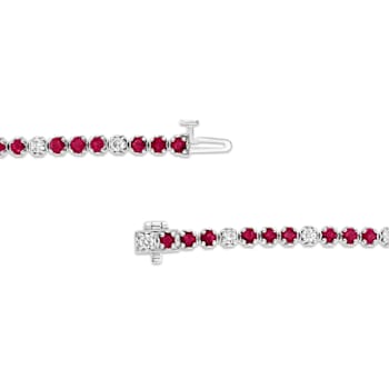3.09ctw Ruby and Diamond  Bracelet in 14k White Gold