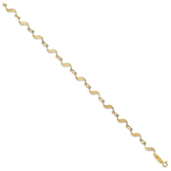 14k Yellow Gold 5mm Diamond-Cut Fancy Link Bracelet